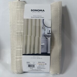 SONOMA Quinn Collection "Linen" Lightweight Woven Fabric Shower Curtain 72 x 70"